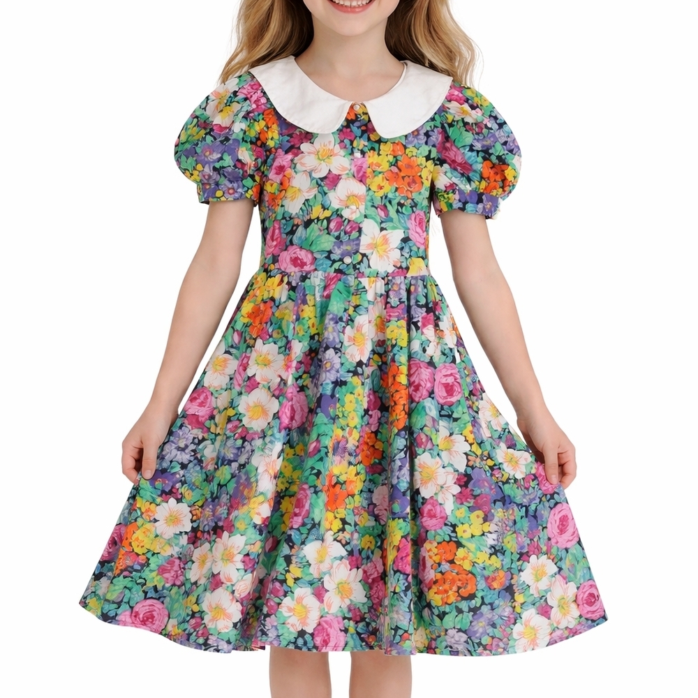Vintage Bryan Floral Easter Dress 100% Cotton